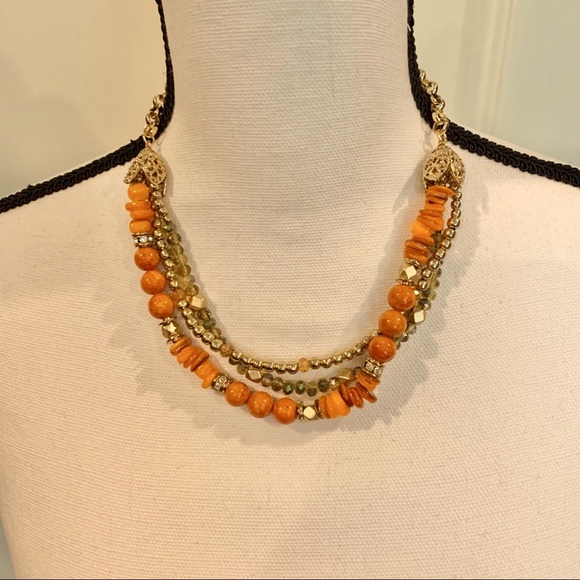 Kenneth Cole - Multi Strands Necklace with Coral Colored Beads - Picture 2 of 3